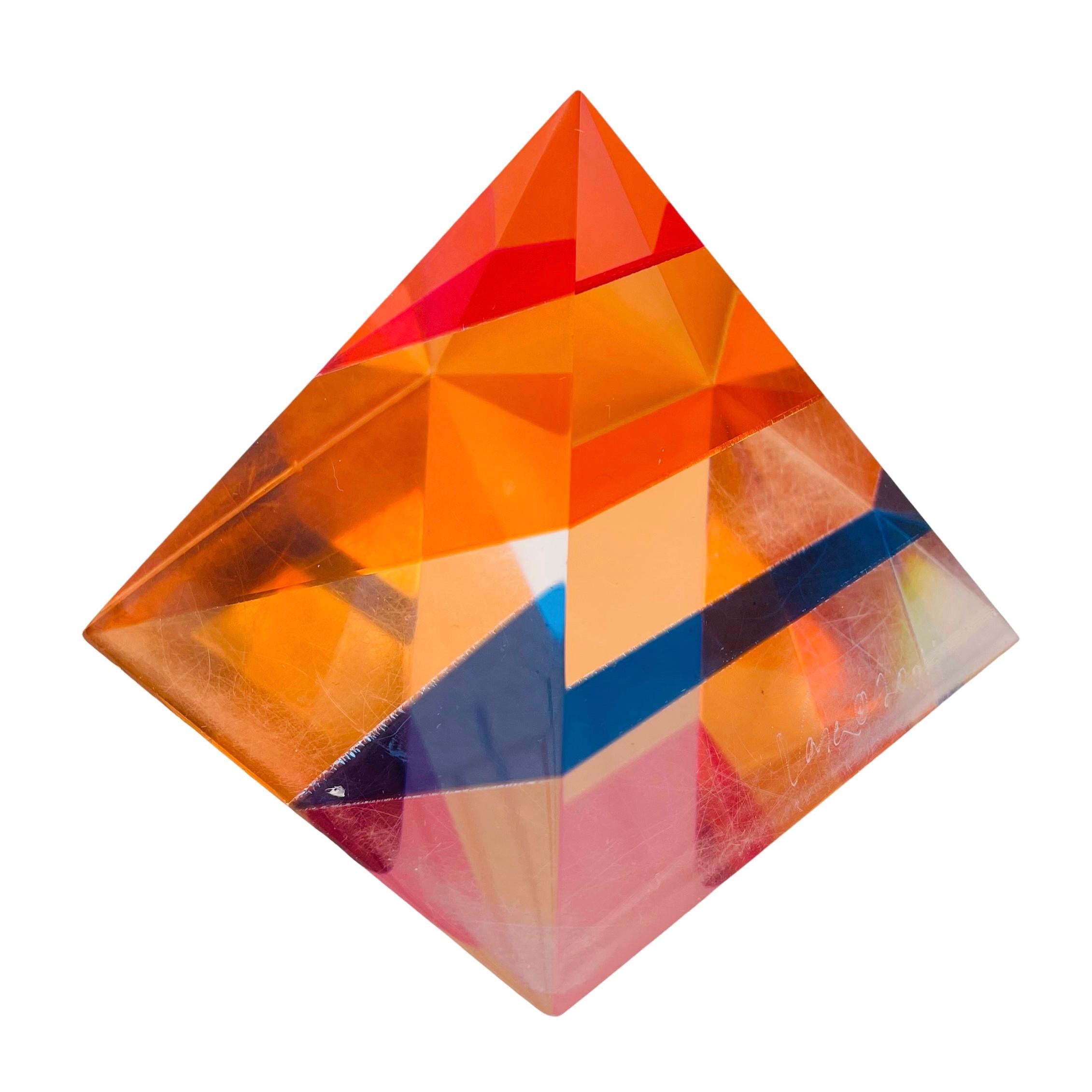 Beautiful Vasa pyramid with hues of orange, blue, and red. Signed. 2000s. Surface scratches. 

3.5” H x 4” W x 3.5” D

Vasa Mihich is a Yugoslavian-born artist living and working in Los Angeles. He taught for many years as a senior professor of