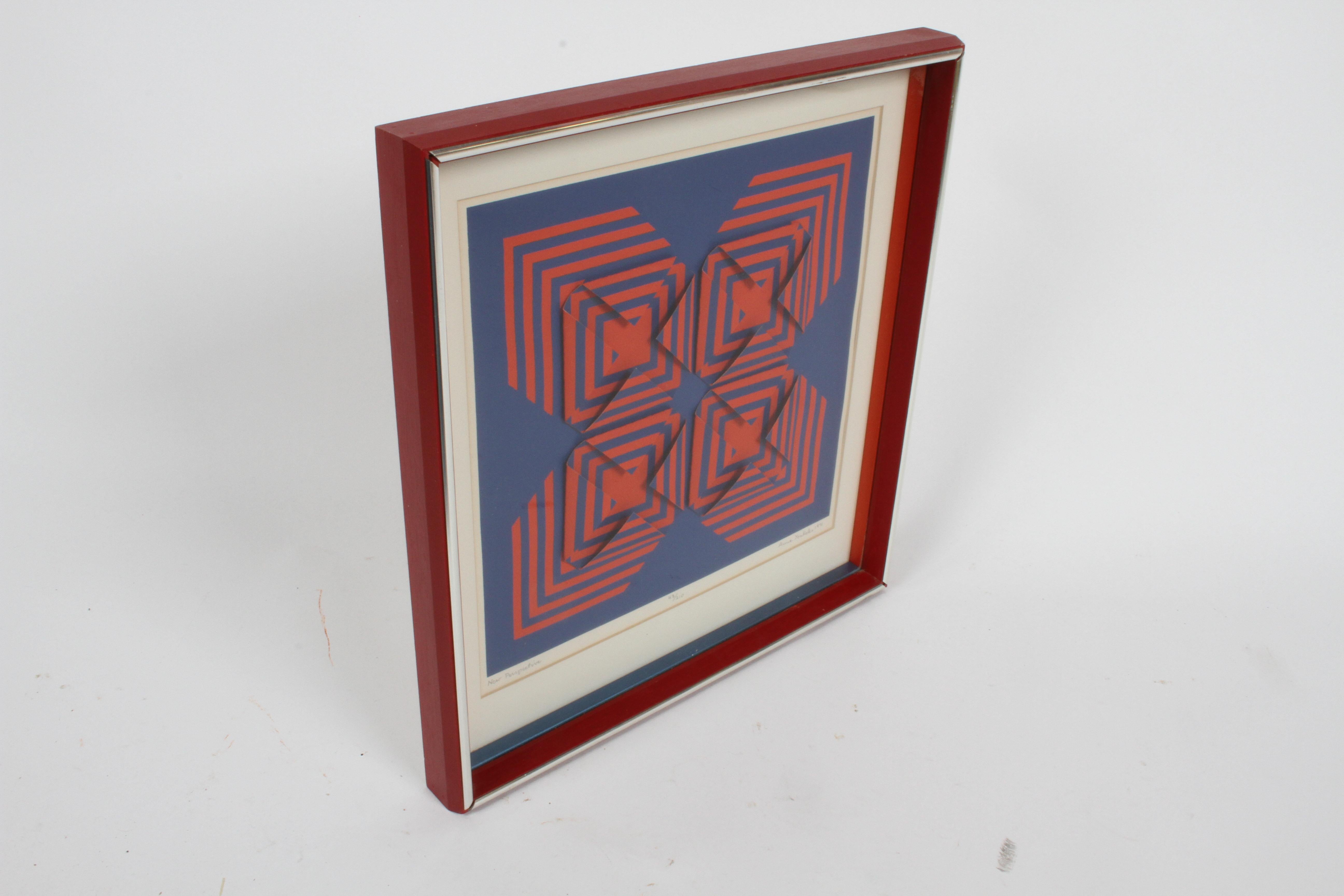 Op-Art Artist Anne Youkeles New Perspective Signed 3-D Serigraph Collage, 1971 For Sale 2