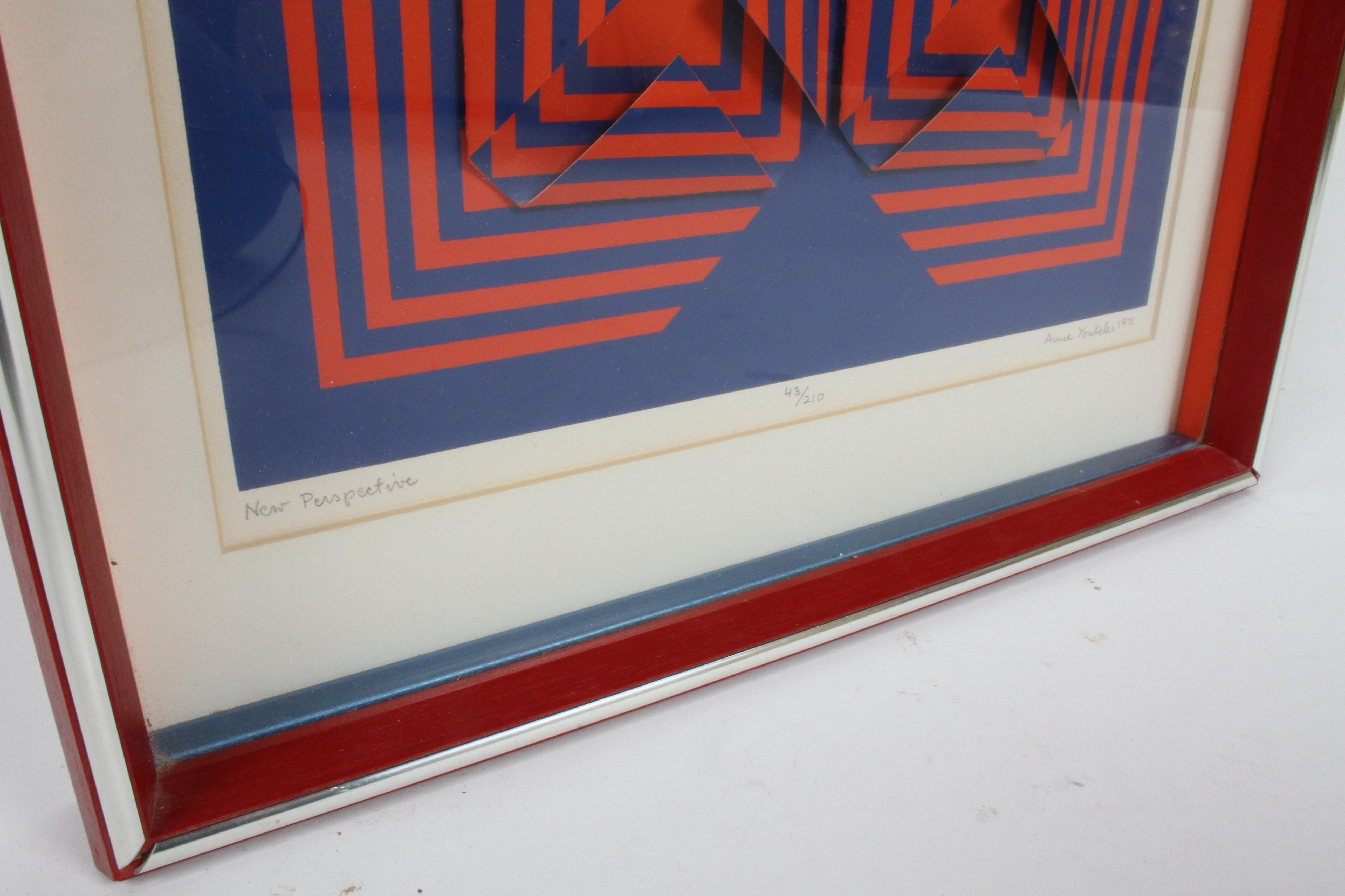 Op-Art Artist Anne Youkeles New Perspective Signed 3-D Serigraph Collage, 1971 For Sale 4