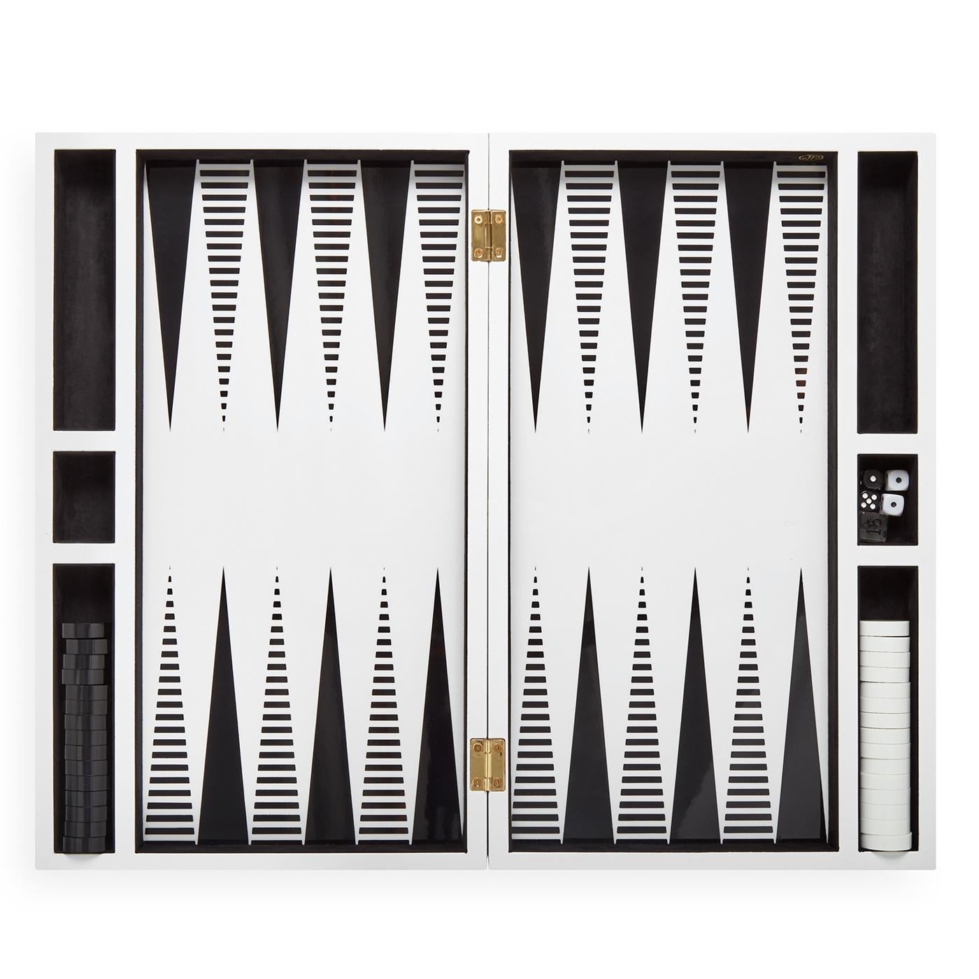 American Op Art Backgammon Set in Black and White Lacquer