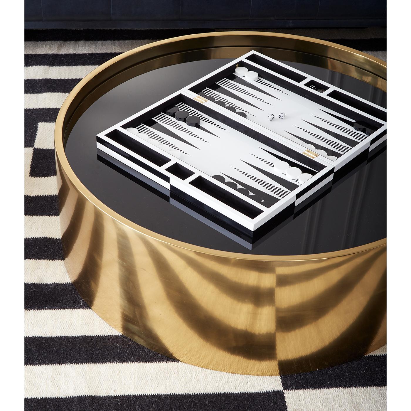 Op Art Backgammon Set in Black and White Lacquer 2