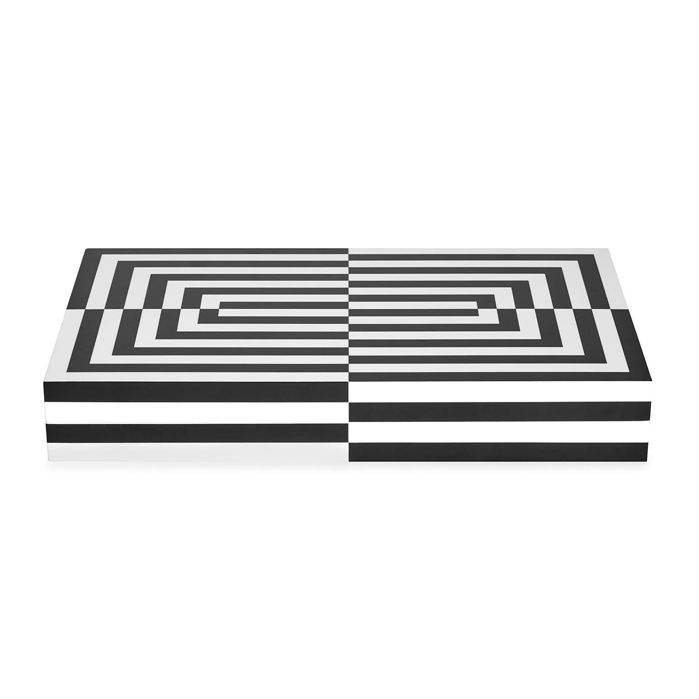 Op Art Backgammon Set in Black and White Lacquer