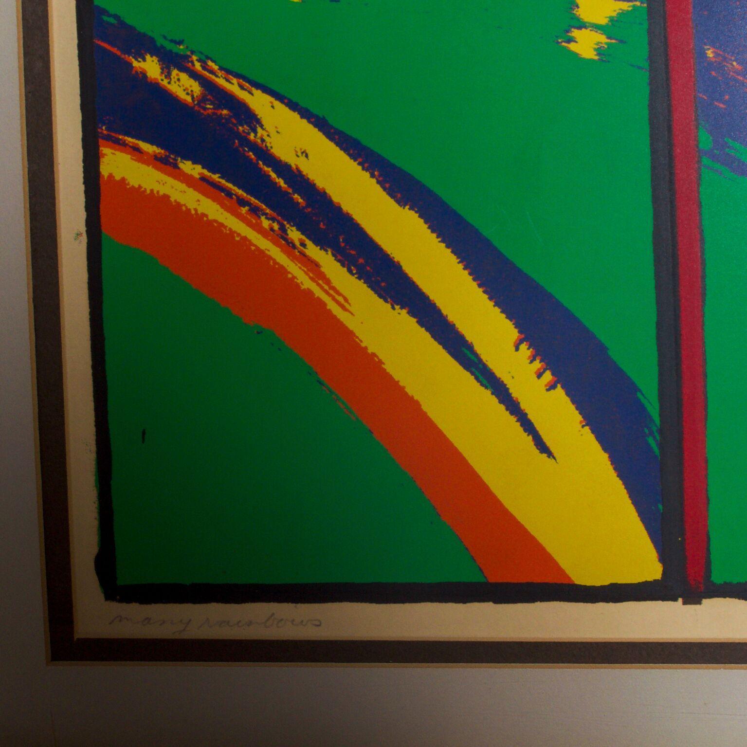 Mid-Century Modern 1970s Op Art by Linda Harter Many Rainbows Vibrant Color