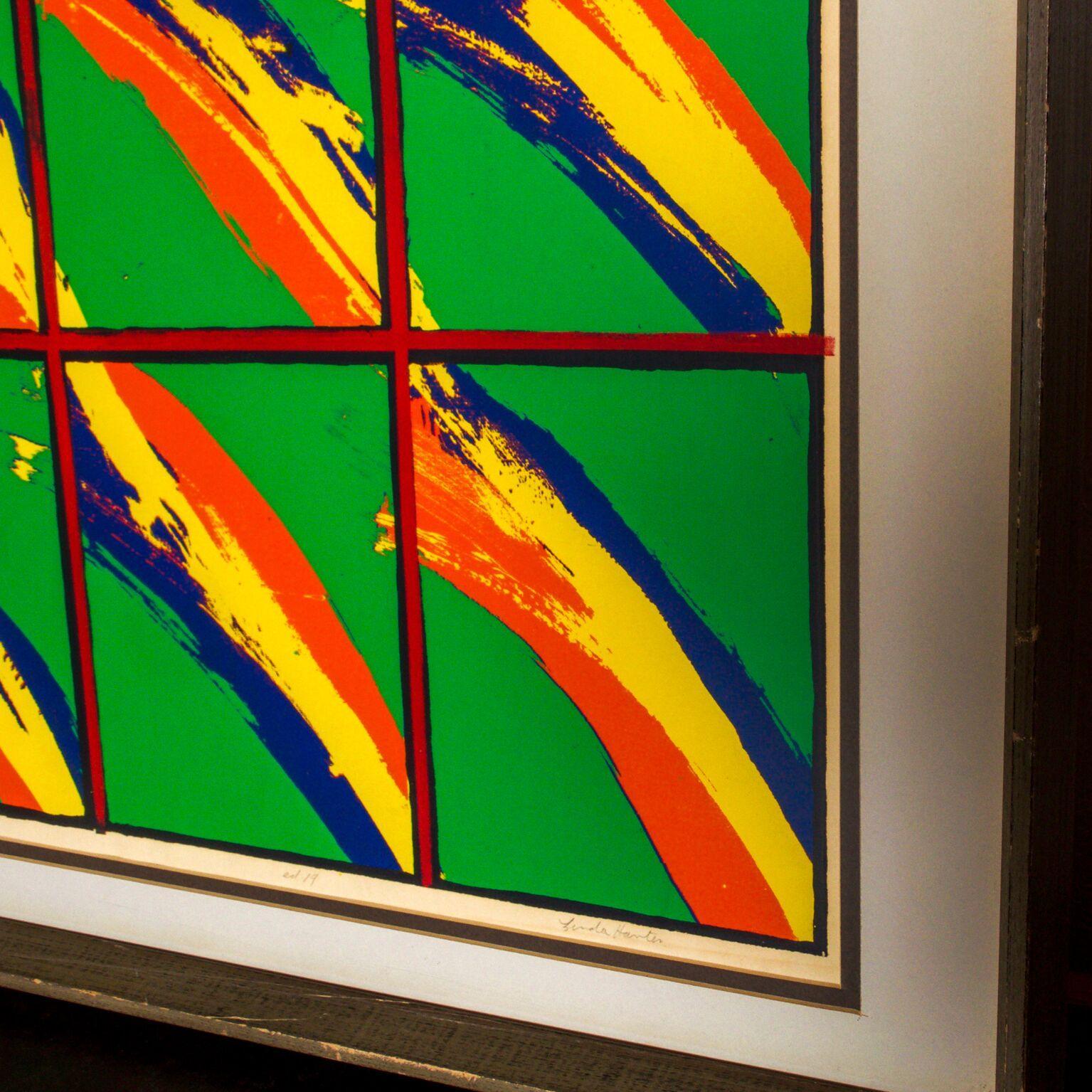 1970s Op Art by Linda Harter Many Rainbows Vibrant Color In Good Condition In Chula Vista, CA