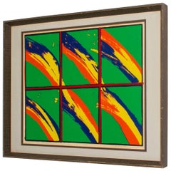 Op Art des années 1970 par Linda Harter - « Many Rainbows » - Couleurs vibrantes