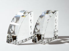 Buchstützen aus graviertem Klarglas mit Bogen, Kunst der Arched Art