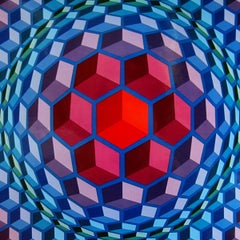 Affiche encadrée Op-Art imprimée par les Éditions du Griffon, 1972