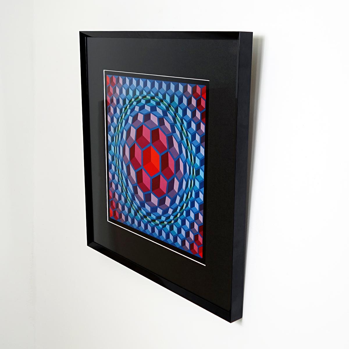 French Op-Art Framed Poster Printed by Editions du Griffon, 1972 For Sale