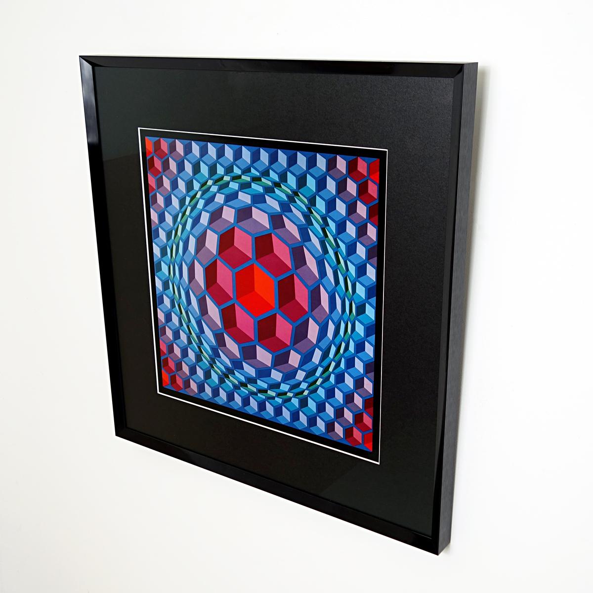 Op-Art Framed Poster Printed by Editions du Griffon, 1972 In Good Condition For Sale In Doornspijk, NL