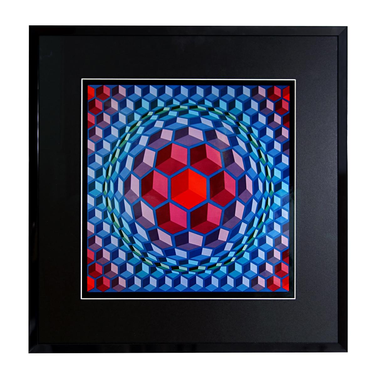 Op-Art Framed Poster Printed by Editions du Griffon, 1972 For Sale 2