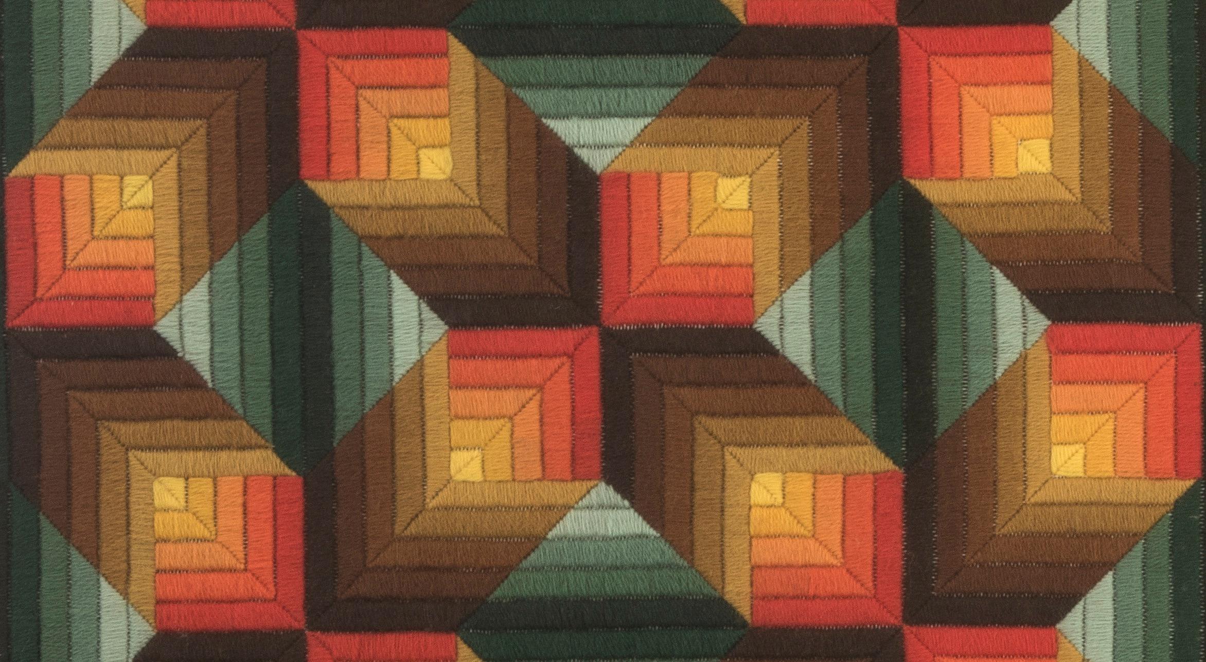 Mid-Century Modern Op Art Handwoven Geometric Woolen Tapestry, circa 1960s For Sale