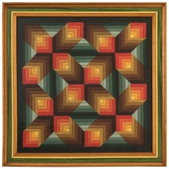 Op Art Handwoven Geometric Woolen Tapestry, circa 1960s