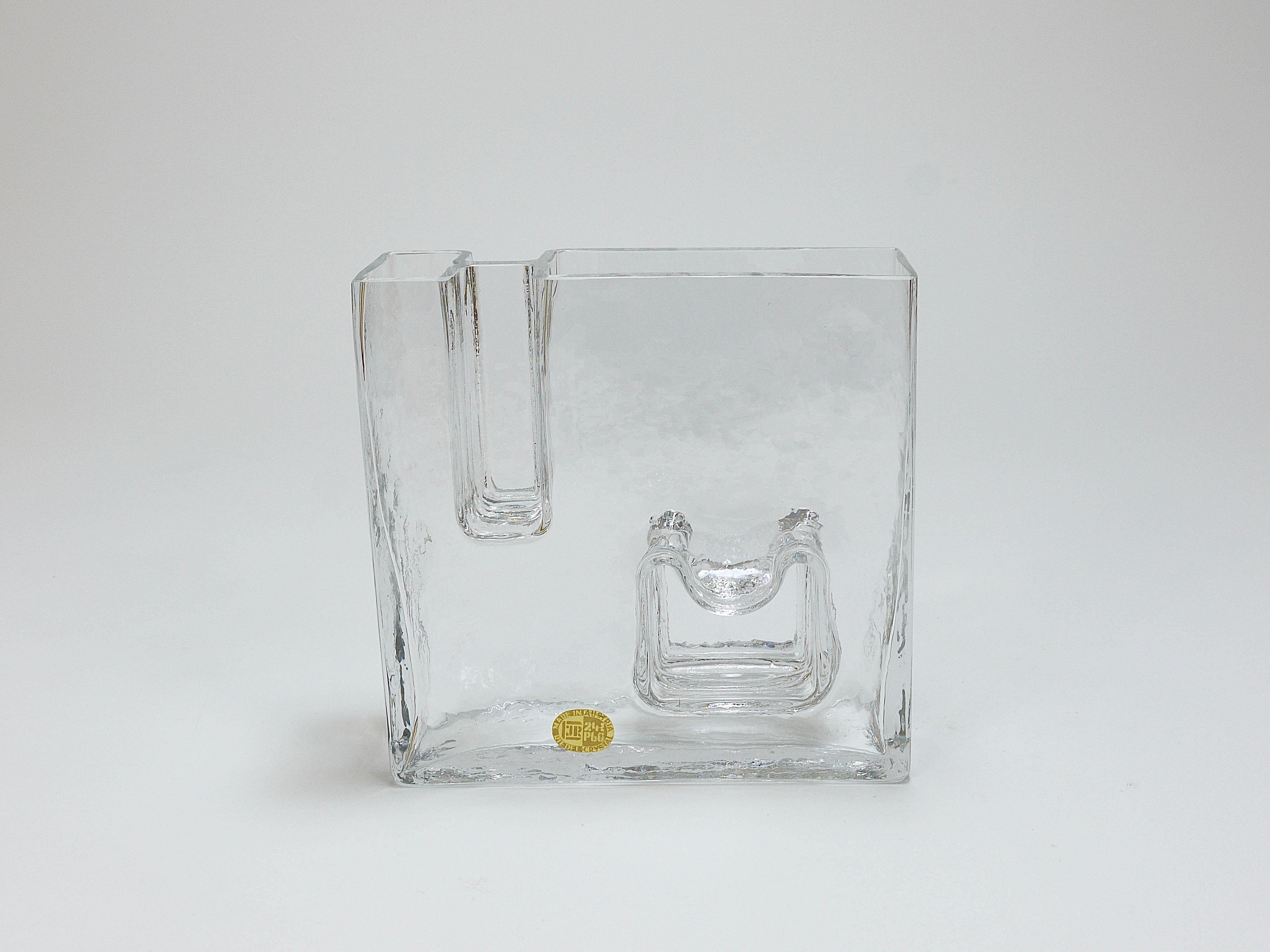 Op Art Ice Glass Vase by Claus Josef Riedel, Austria, 1970s For Sale 7