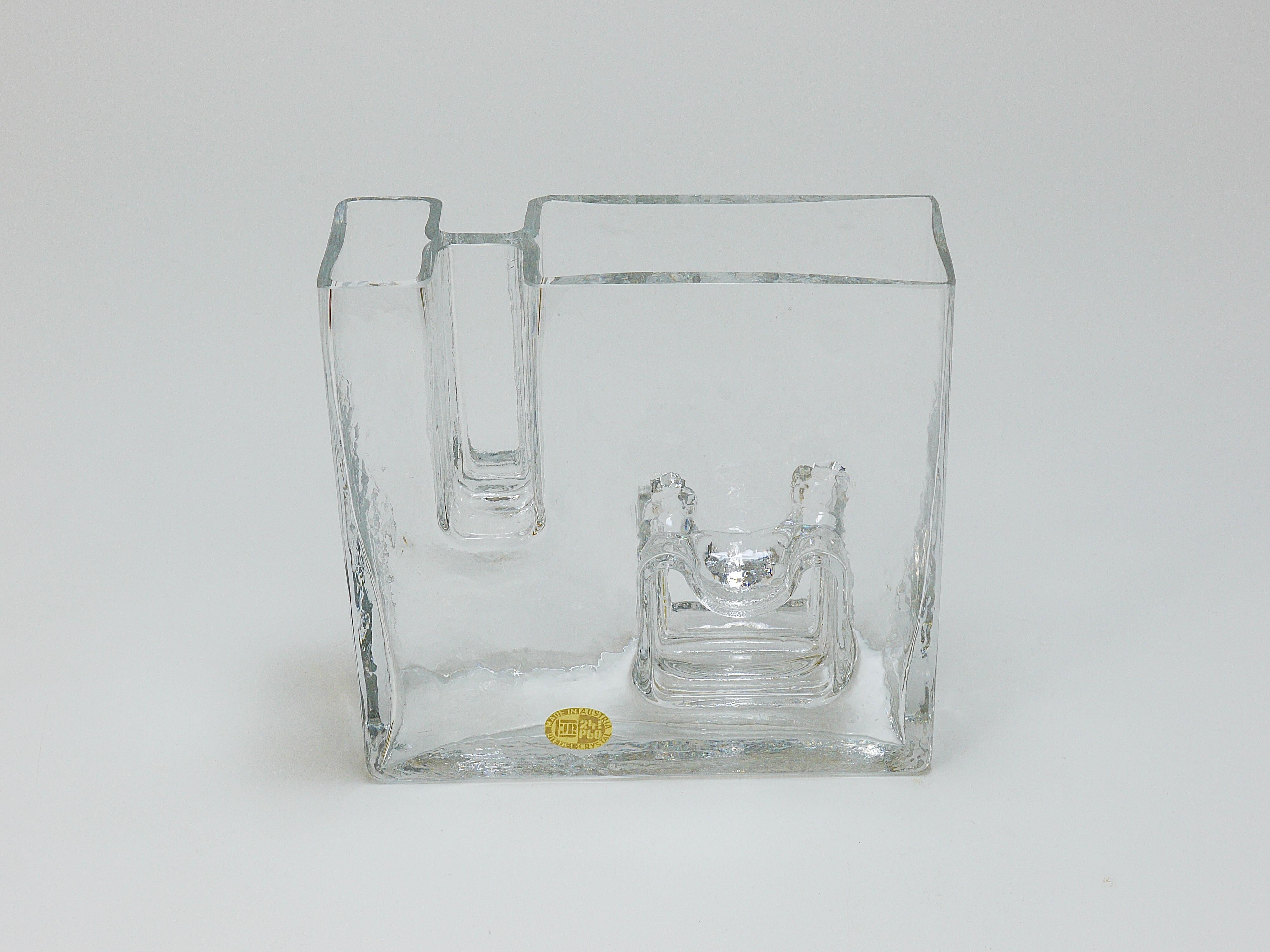 Op Art Ice Glass Vase by Claus Josef Riedel, Austria, 1970s For Sale 13