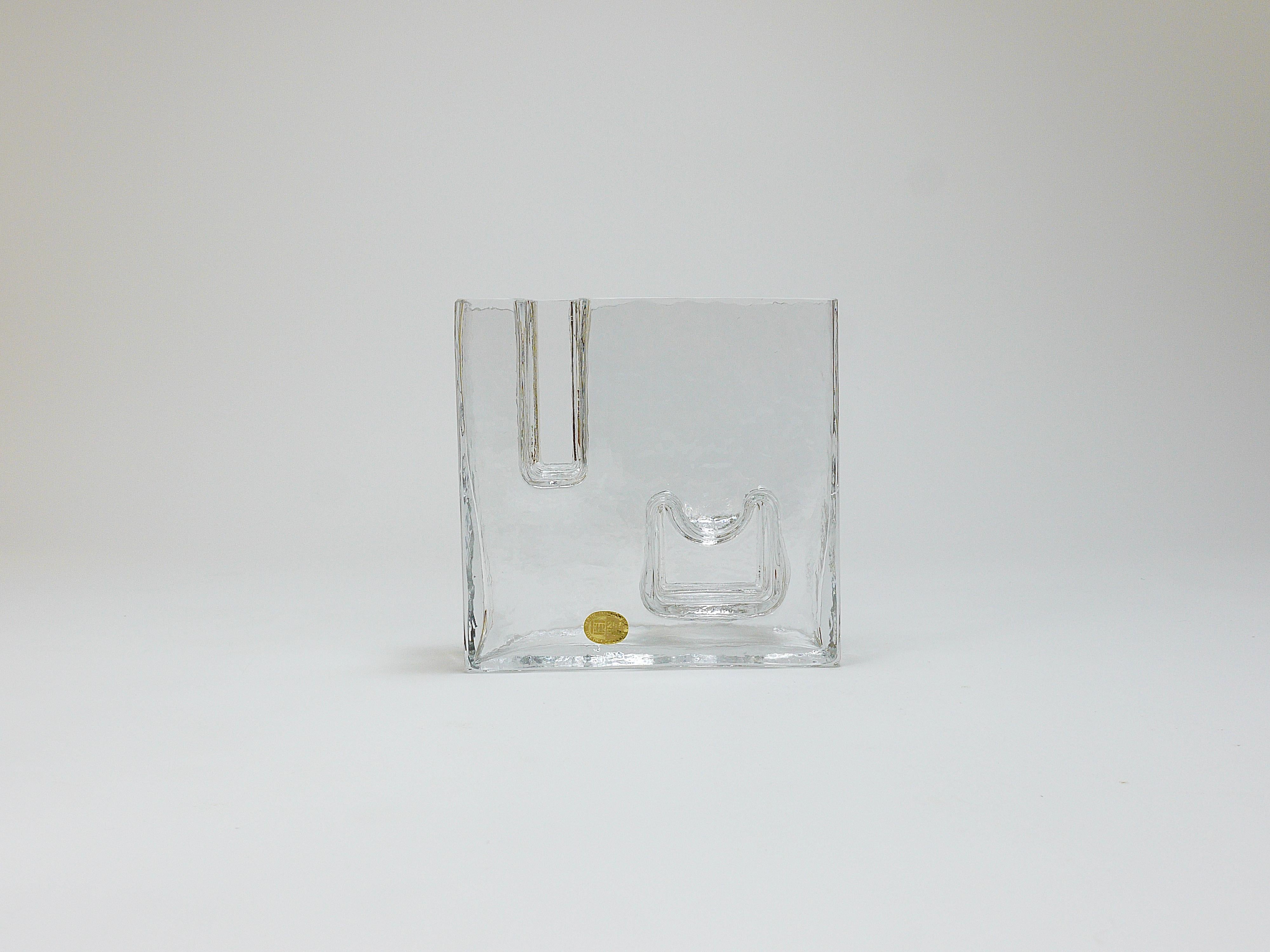 Space Age Op Art Ice Glass Vase by Claus Josef Riedel, Austria, 1970s For Sale