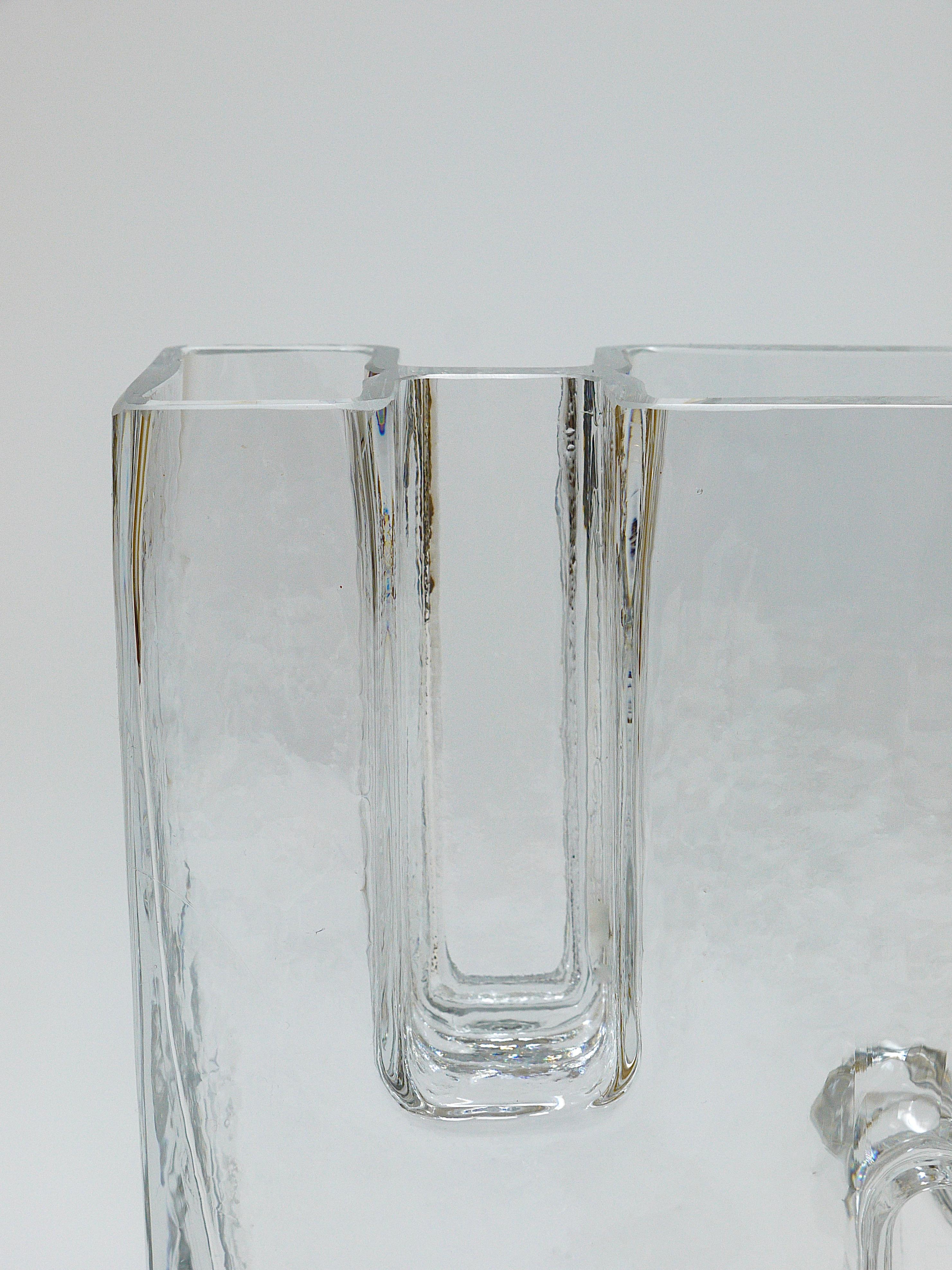 Austrian Op Art Ice Glass Vase by Claus Josef Riedel, Austria, 1970s For Sale