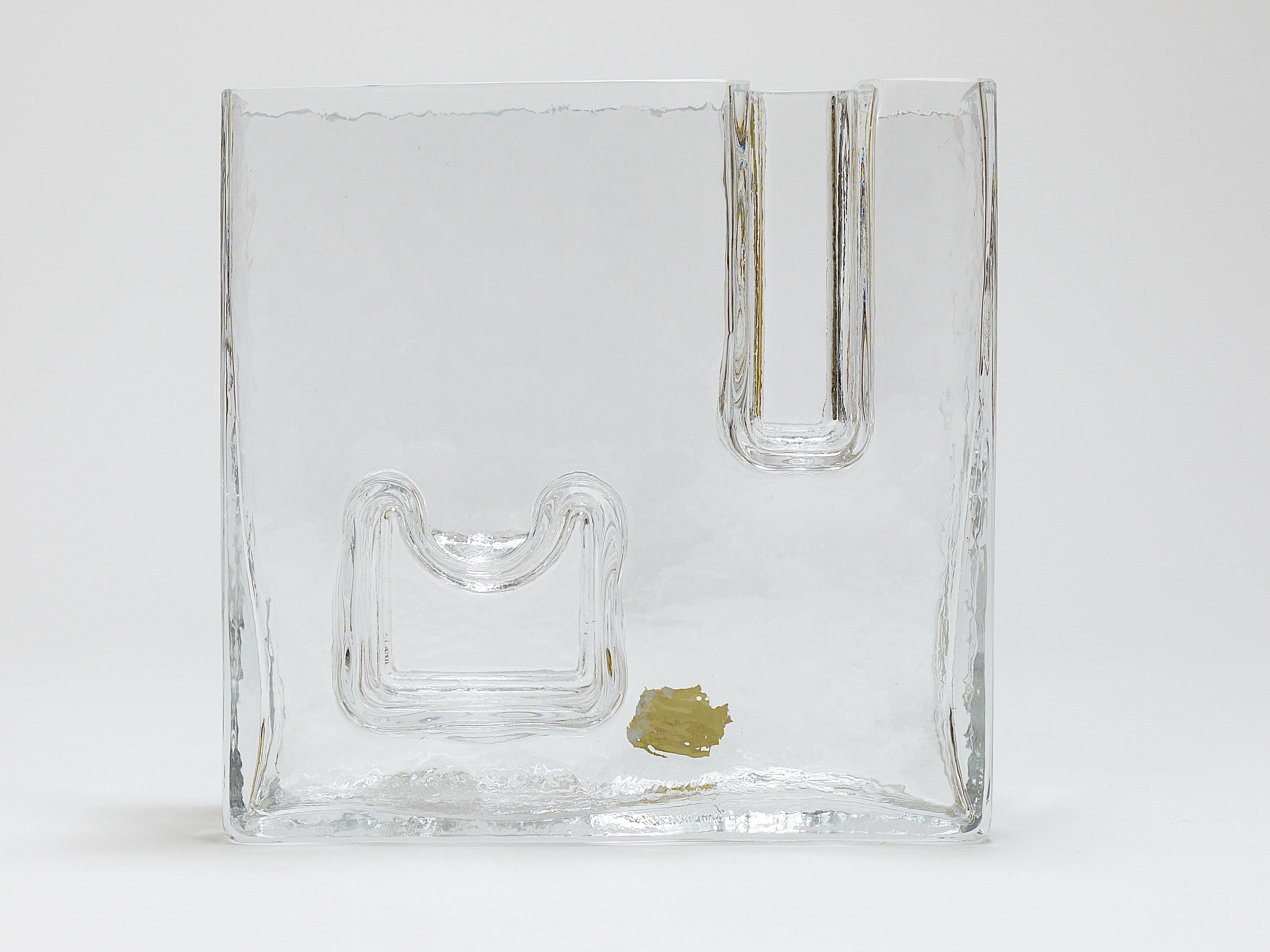 20th Century Op Art Ice Glass Vase by Claus Josef Riedel, Austria, 1970s For Sale
