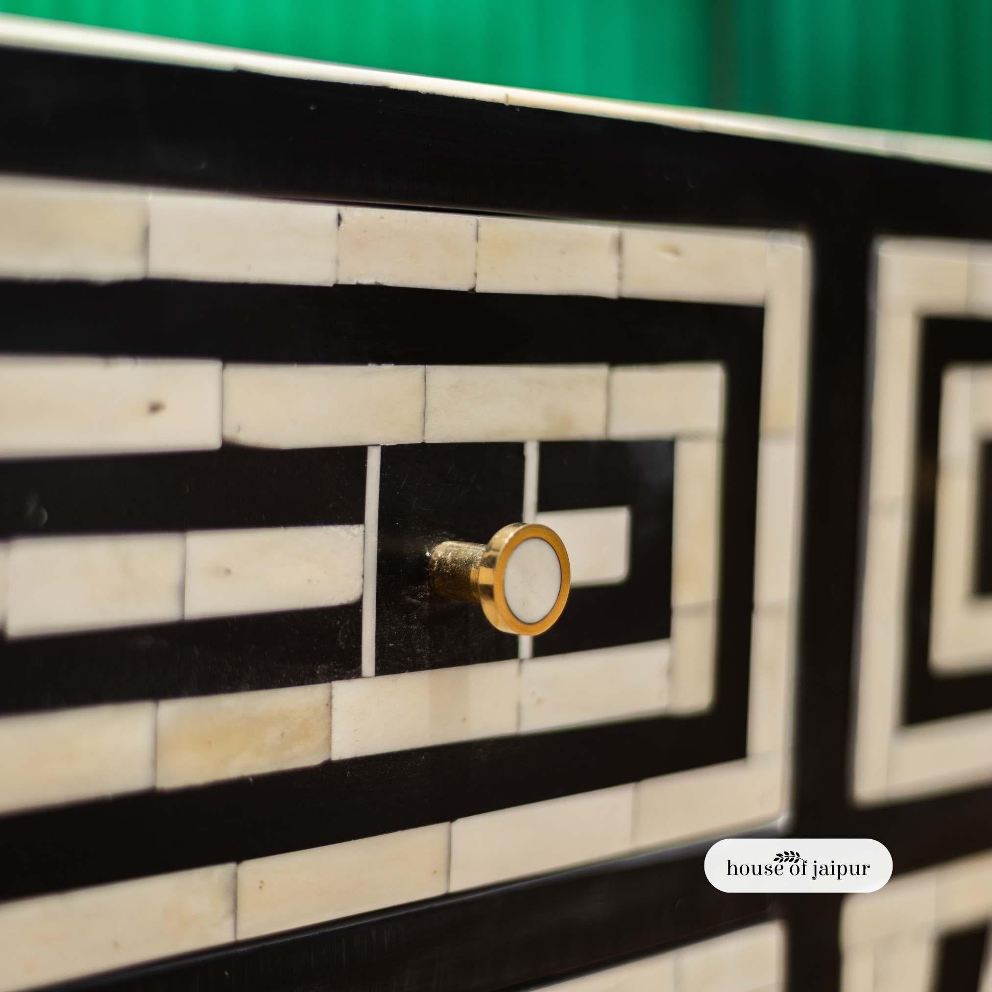 Op-Art Illusion Bone Inlay Sideboard Buffet by House of Jaipur In New Condition In New York, NY