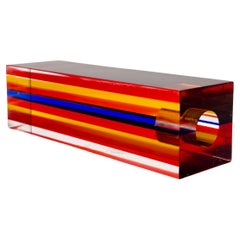 Op Art Laminated Lucite Candle Holder Attr. to Richard Soong