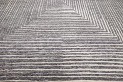Op Art Modern Moroccan Style Gray Handmade Wool Rug by Apadana