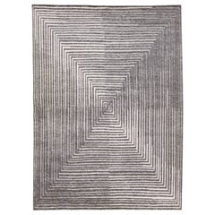 Tapis en laine gris Op Art Modern de style marocain fait à la main par Apadana