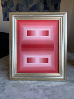 Op-Art-Gemälde in Goldrahmen (rosa Farbverlauf), 1970 (horizontal oder vertikal)
