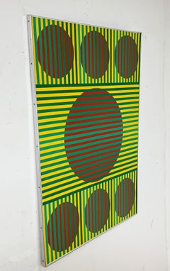 Pintura Op Art titulada "Posición de dependencia" de Wilma Dick, ca. 1970