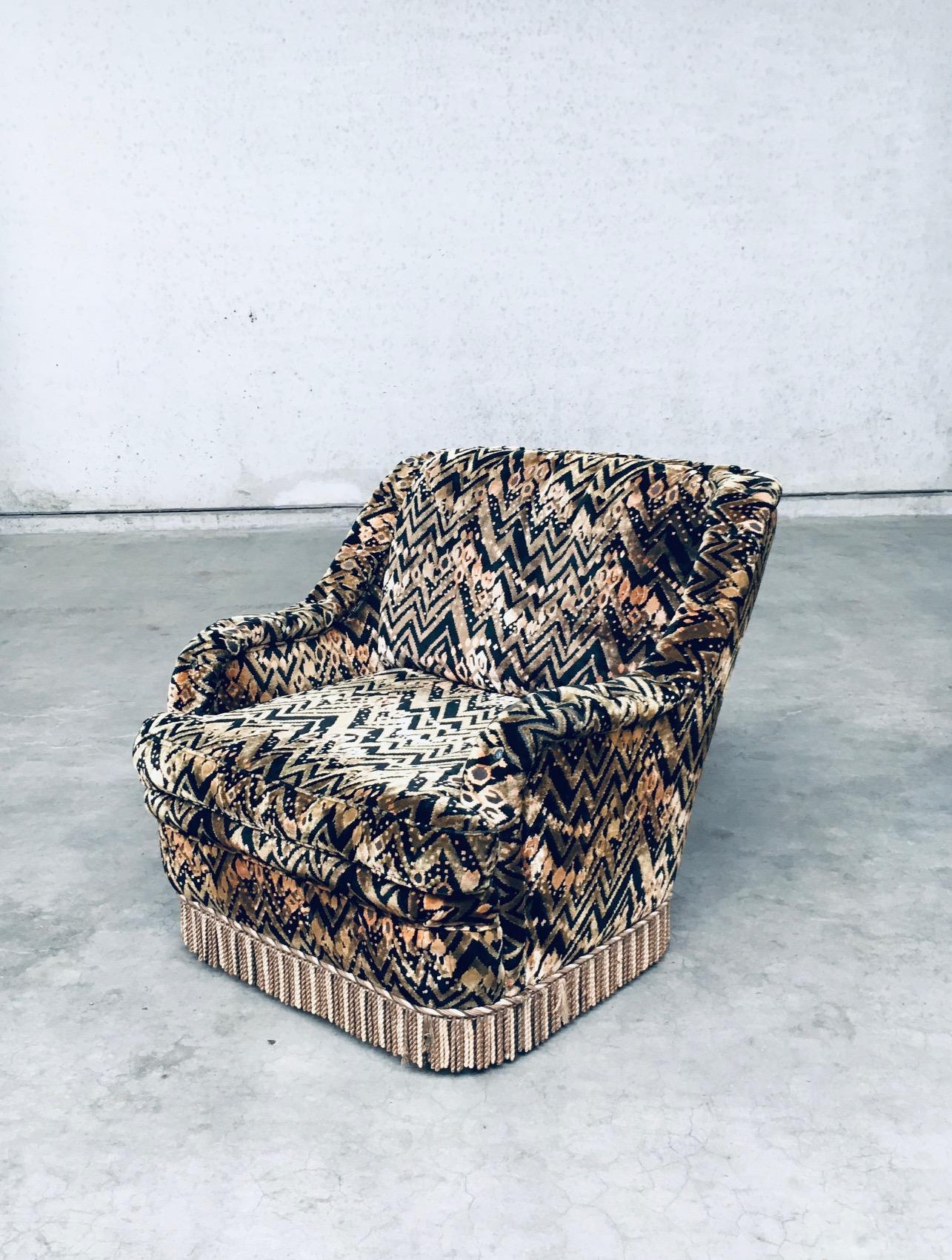 Belgian Op-Art Psychedelic Print Lounge Chair, 1960's Belgium For Sale
