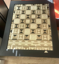 Op Art Resin Table With Aluminum Inclusions Signed and Dated, Belgium 1976