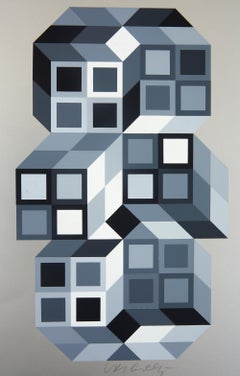 Victor Vasarely, Serigraph "Composition Silver", 1980