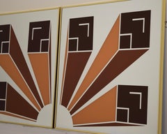 Op Art Set of 2 Reverse Painted Mirrors