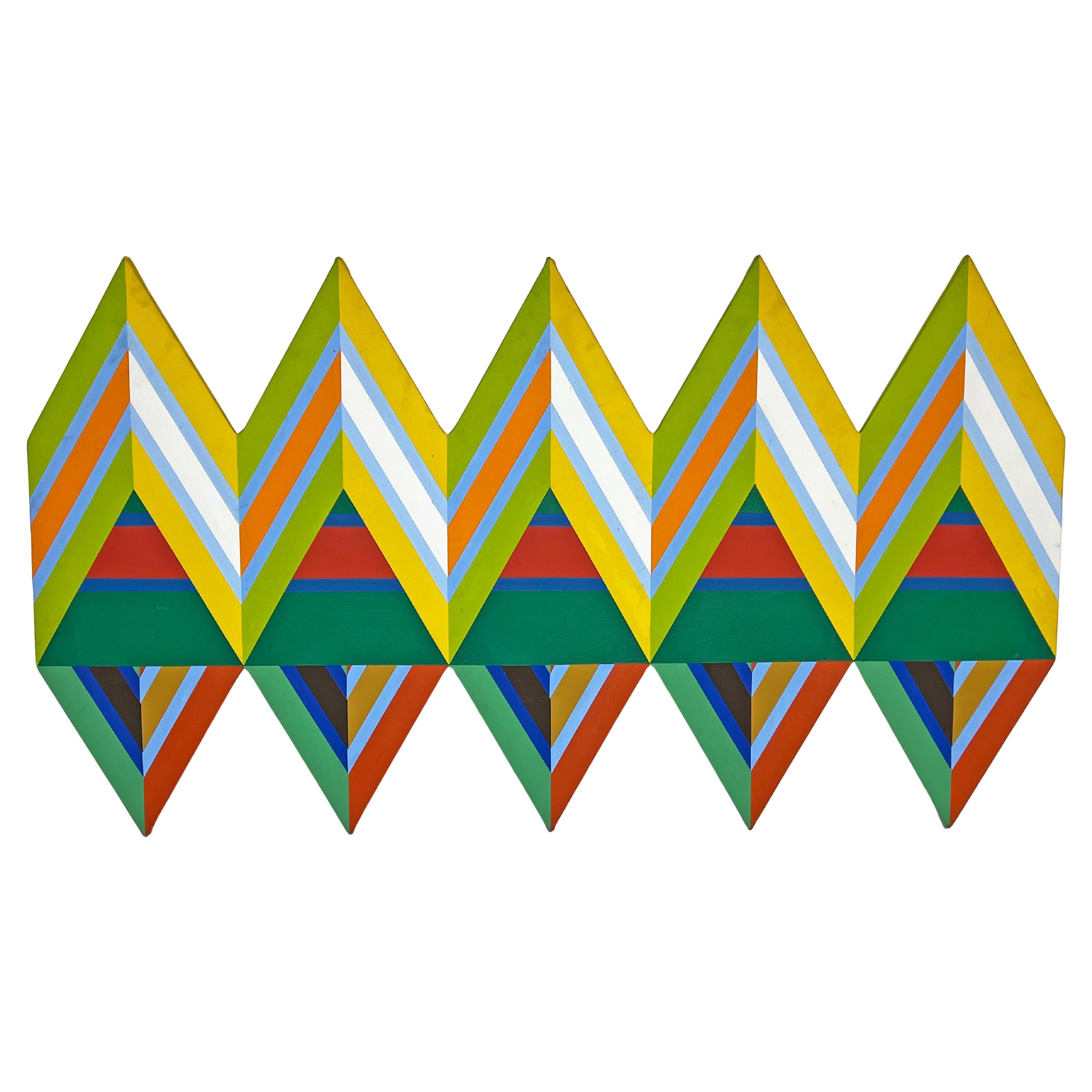 Op Art Shaped Canvas Painting Circa 1960s