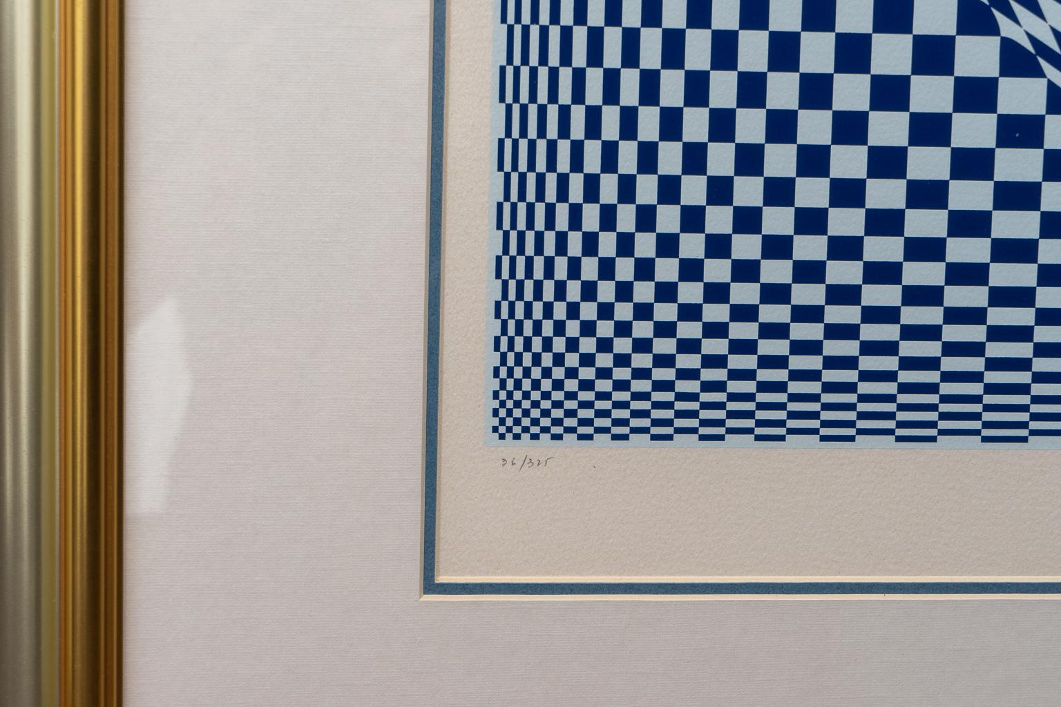 Hand-Crafted Op Art Silk Screen Vasarely For Sale