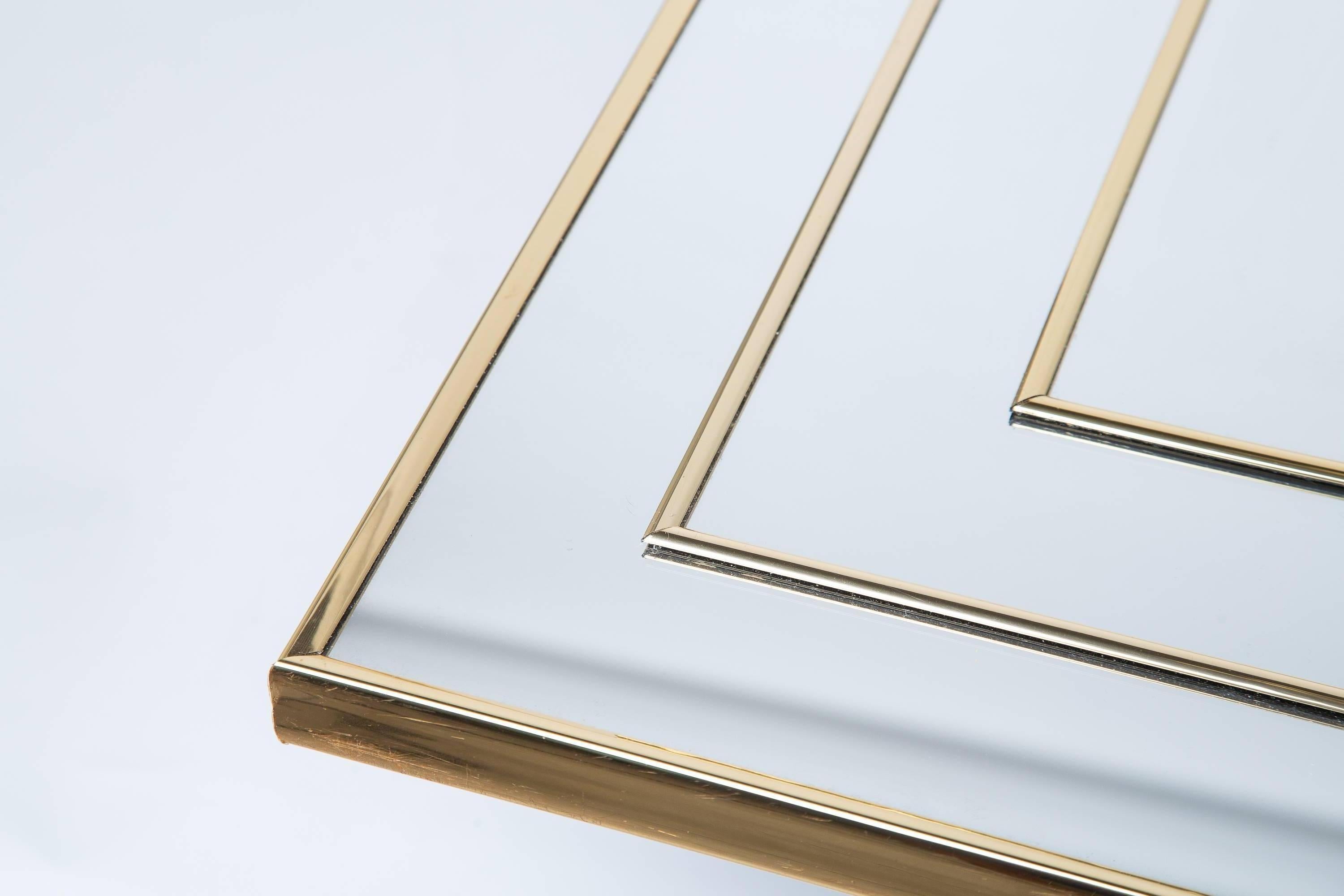 XX secolo Specchio quadrato Op Art del 1980 con cornice in ottone in vendita