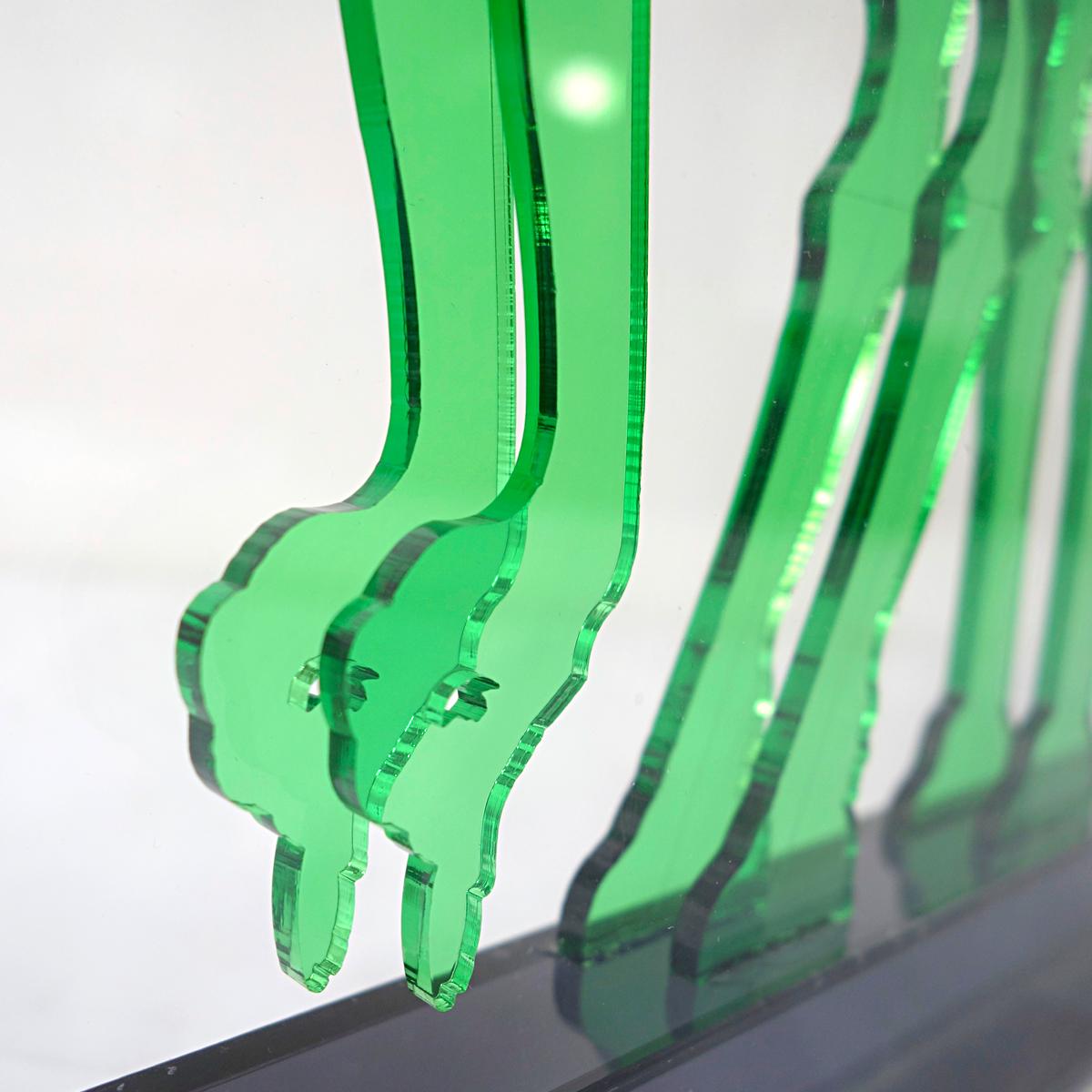 Italian Op-Art Style Green Plexiglass Ostrich Made by Gino Marotta For Sale