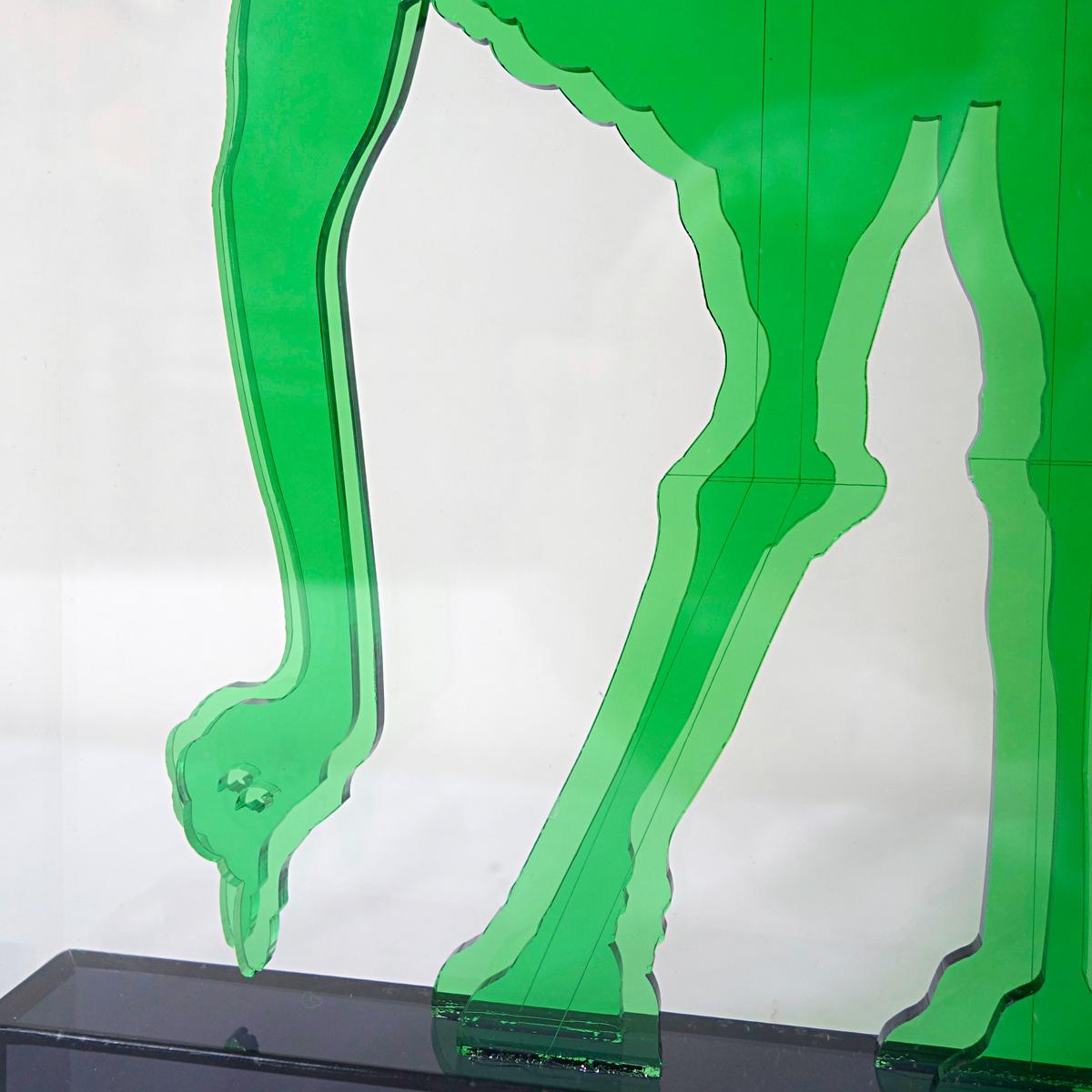 Op-Art Style Green Plexiglass Ostrich Made by Gino Marotta For Sale 1