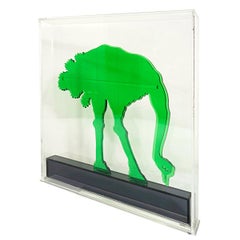 Vintage Op-Art Style Green Plexiglass Ostrich Made by Gino Marotta