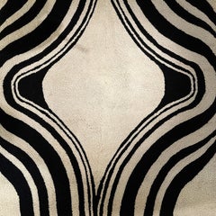Op Art Tapestry in Black and White Wool Dutch 1960s