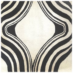 Vintage Op Art Tapestry in Black and White Wool Dutch 1960s
