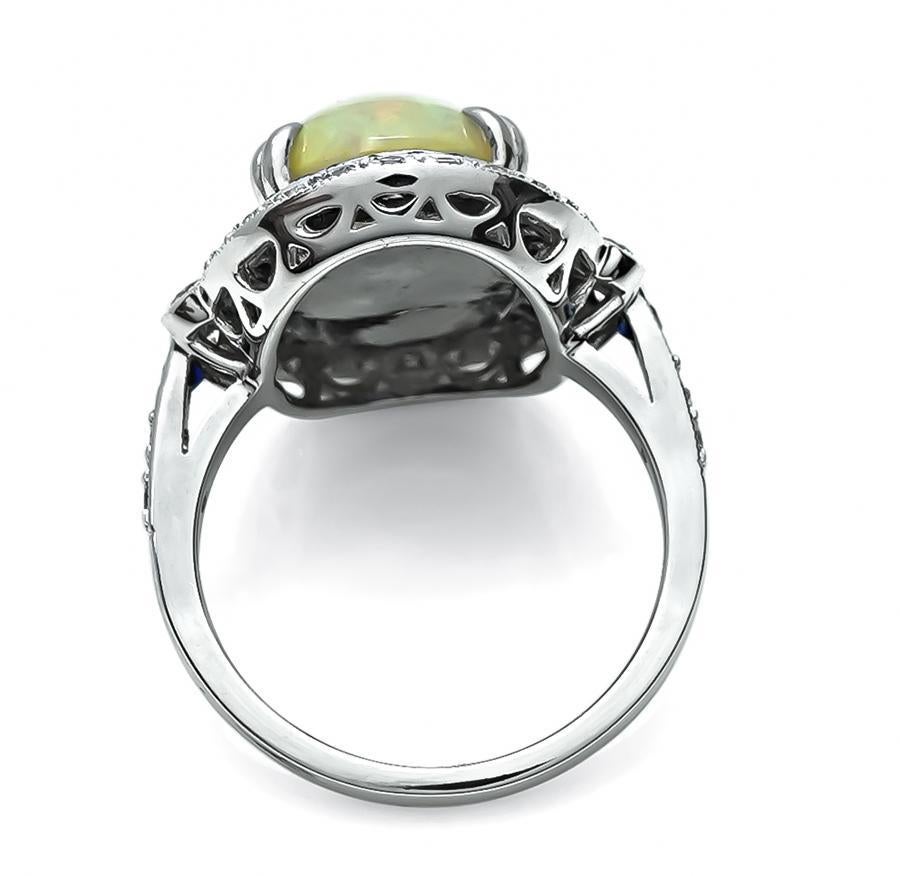 Opal 1,00ct Saphir 0,60ct Diamant Goldring im Zustand „Gut“ im Angebot in New York, NY