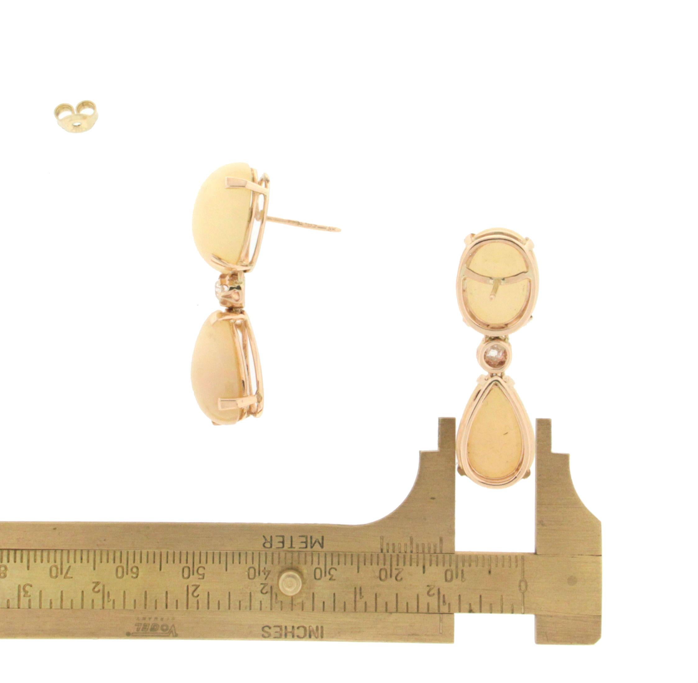 Opal 14 Karat Gelbgold Diamanten-Tropfen-Ohrringe im Zustand „Neu“ im Angebot in Marcianise, IT