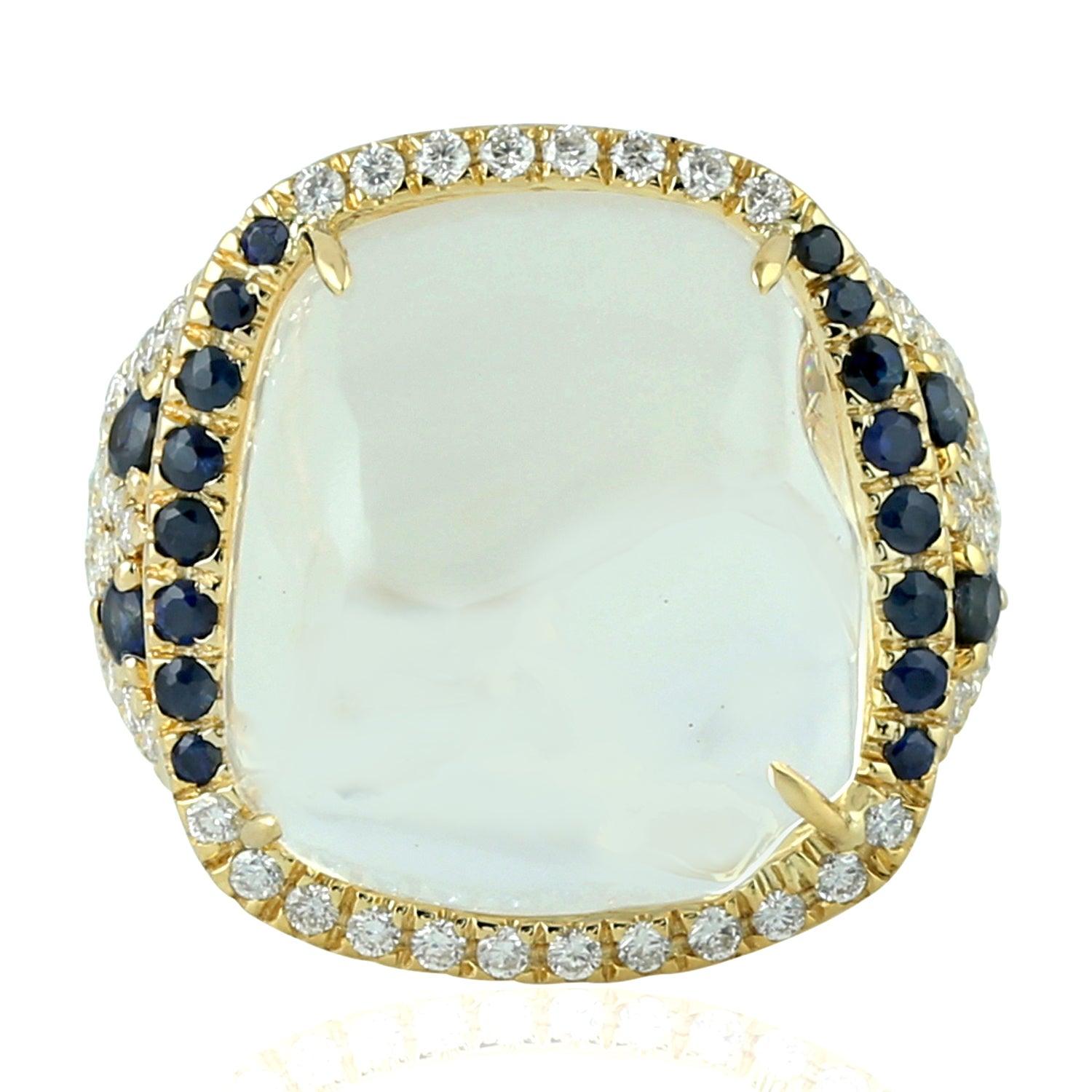 For Sale:  Opal 18 Karat Gold Diamond Ring 4