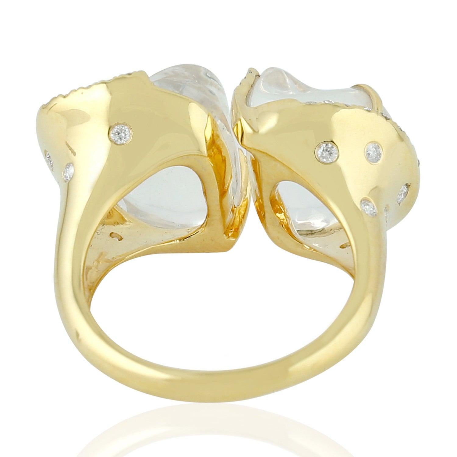 For Sale:  Opal 18 Karat Gold Diamond Twin Ring 3