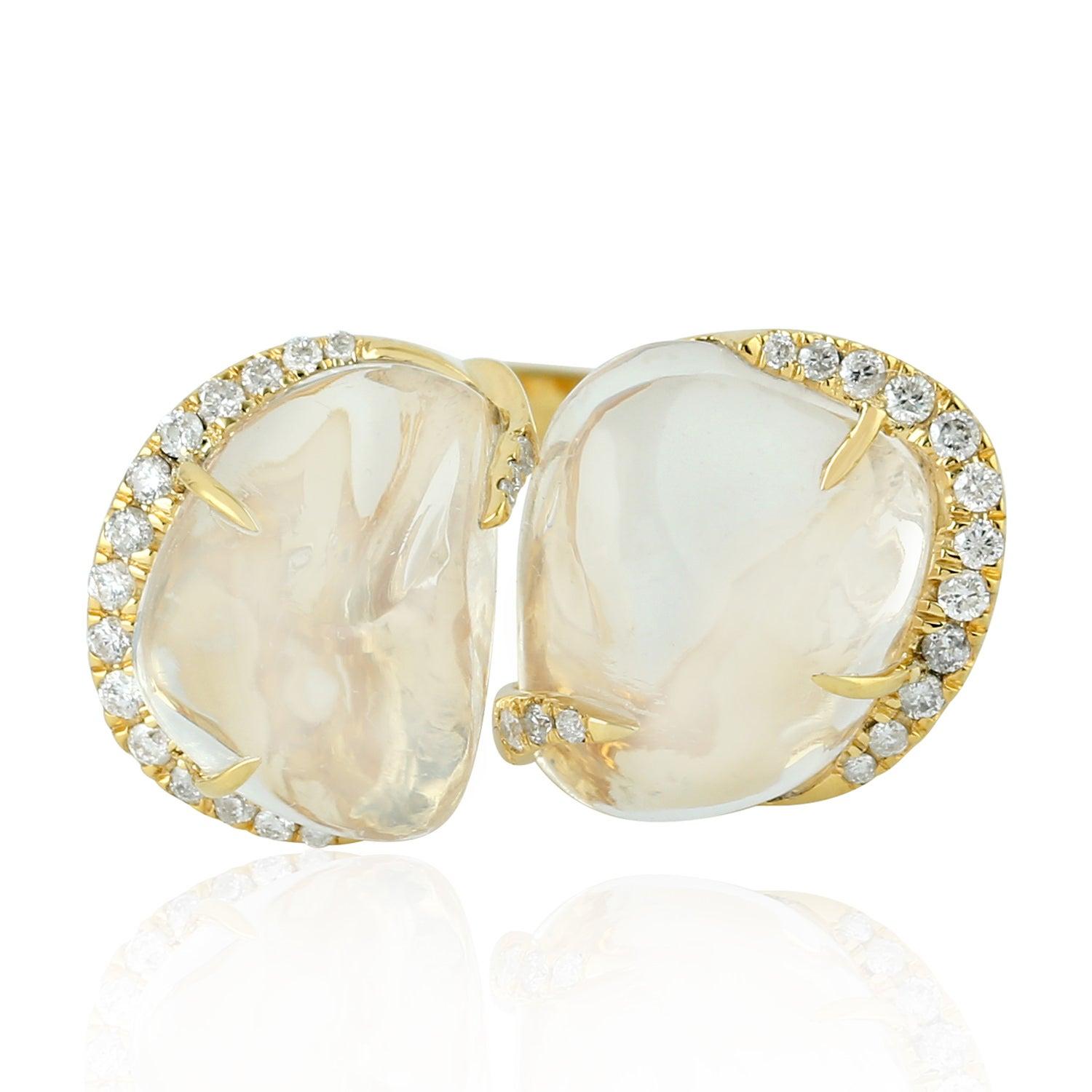 For Sale:  Opal 18 Karat Gold Diamond Twin Ring 4