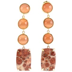 Opal 18 Karat Gold Jasper Earrings