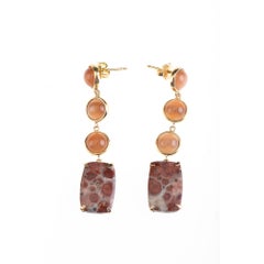 Opal 18 Karat Gold Jasper Earrings