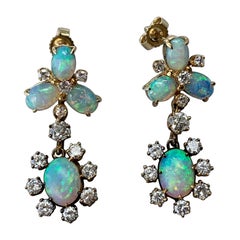 Opal 24 Diamond Earrings Gorgeous Pendant 14 Karat Gold Wedding