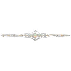 Antique Opal and Diamond Yellow Gold Brooch, circa 1900
