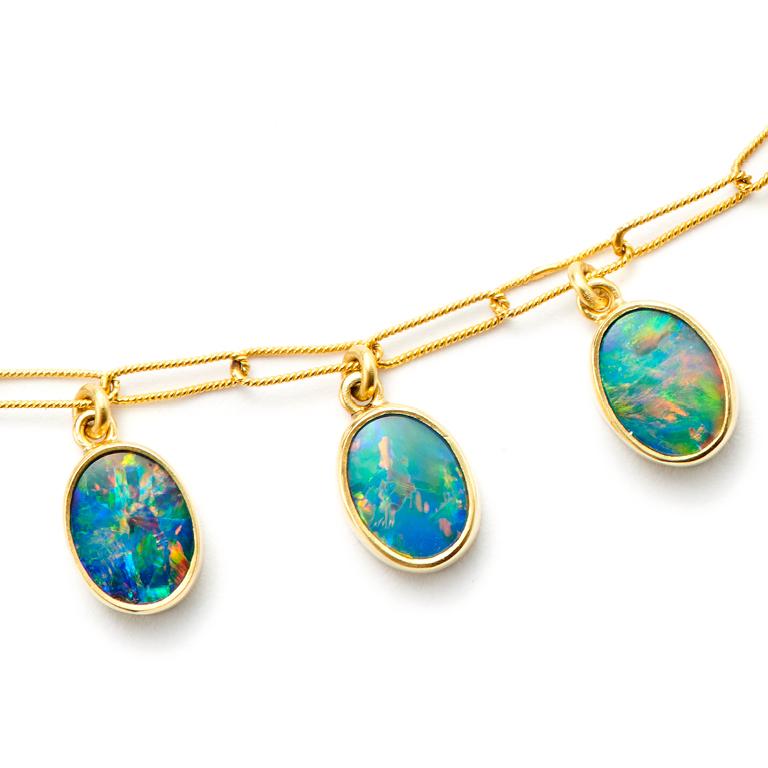 Opal Drop Necklace In New Condition For Sale In Nantucket, MA