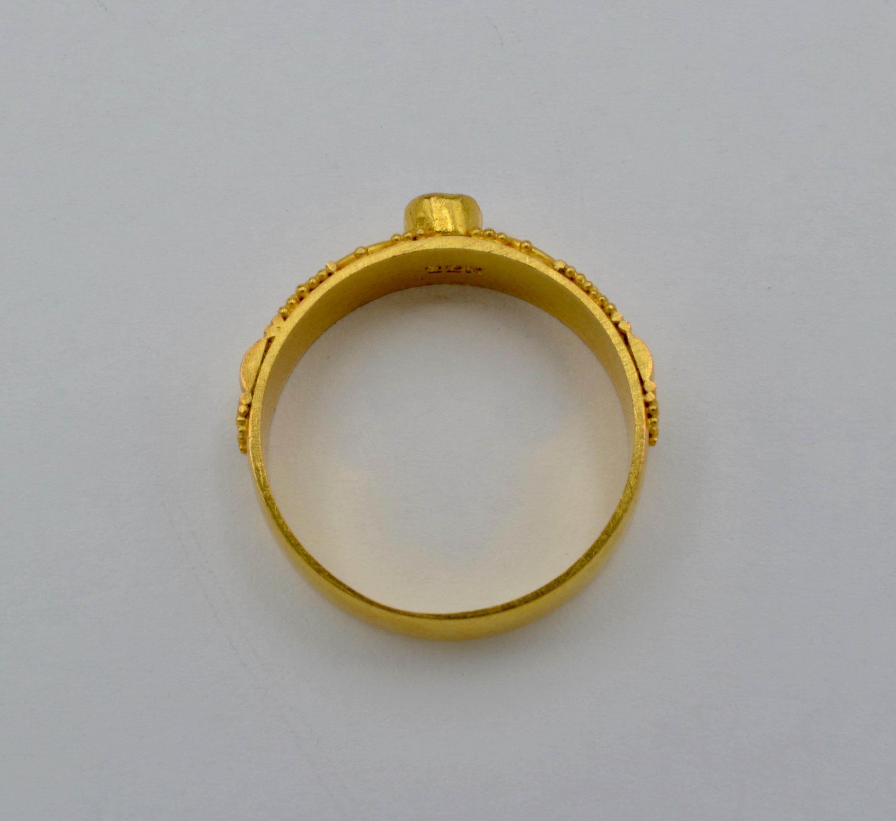 Women's or Men's Opal and 22 Karat Gold Granulated Cigar Band Ring